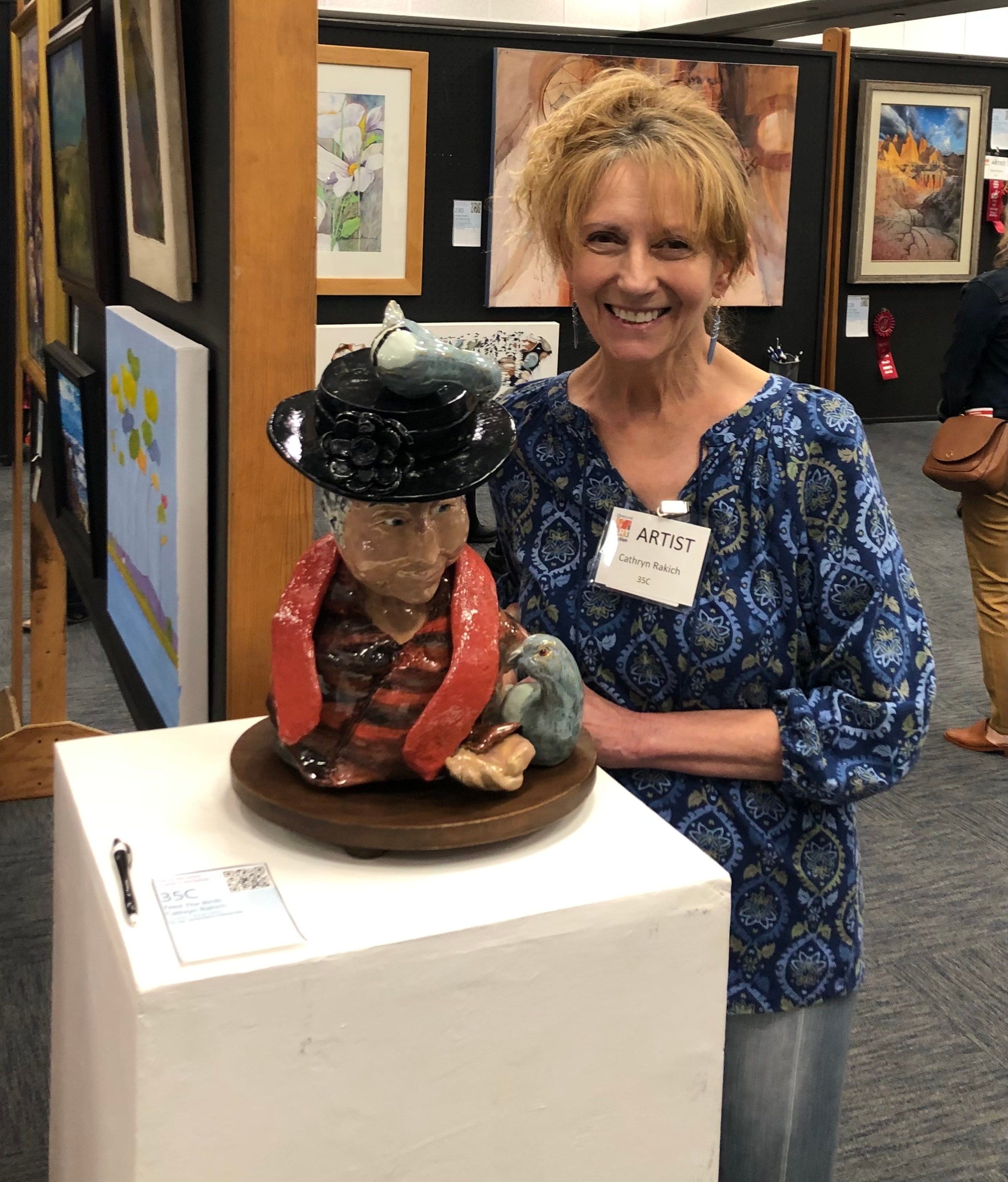 Cathryn at a showing of her work